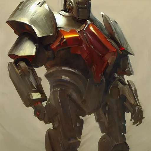 Image similar to Greg Manchess painting of a giant humanoid armour warhead juggernaut cyborg, medium shot, low angle, full body, asymmetrical, cyberpunk art, Organic Painting, storm day, Matte Painting, bold shapes, hard edges, street art, trending on artstation, by Huang Guangjian and Gil Elvgren and Sachin Teng