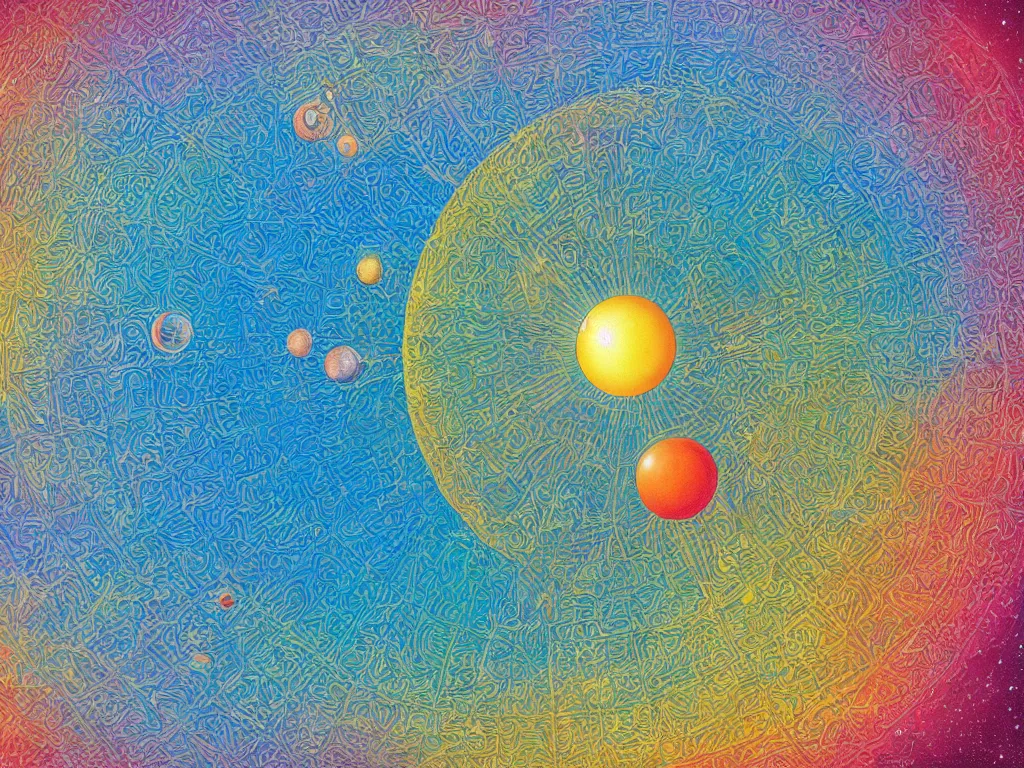 Image similar to sunlight study, the universe is a spheroid region 7 0 5 meters in diameter, art nouveau, kauai, by maria sibylla merian and ( ( ( ( ( lisa frank ) ) ) ) ), 8 k, sharp focus, octane render