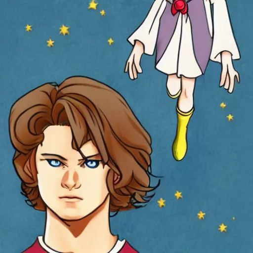 Image similar to sam winchester in the style of sailor moon