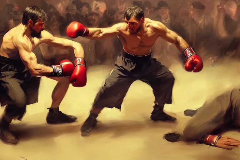 Prompt: jesus christ boxing with vladimir putin, fist fight, detailed faces, putin face, in battle by anders zorn, wonderful masterpiece by greg rutkowski, beautiful cinematic light, by greg manchess, jessica rossier