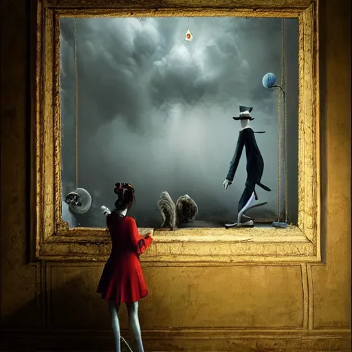 Image similar to michal karcz and dr seuss dark surrealism painting., detailed, elegant, intricate, 4 k, renaissance painting