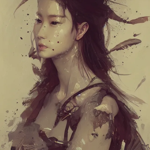 Image similar to very beauty girl asian, wings, hyper detailed, insane details, intricate, elite, elegant, luxury, by ismail inceoglu dragan bibin hans thoma greg rutkowski alexandros pyromallis rene maritte illustrated, perfect face, fine details, realistic shaded, fine - face, pretty face