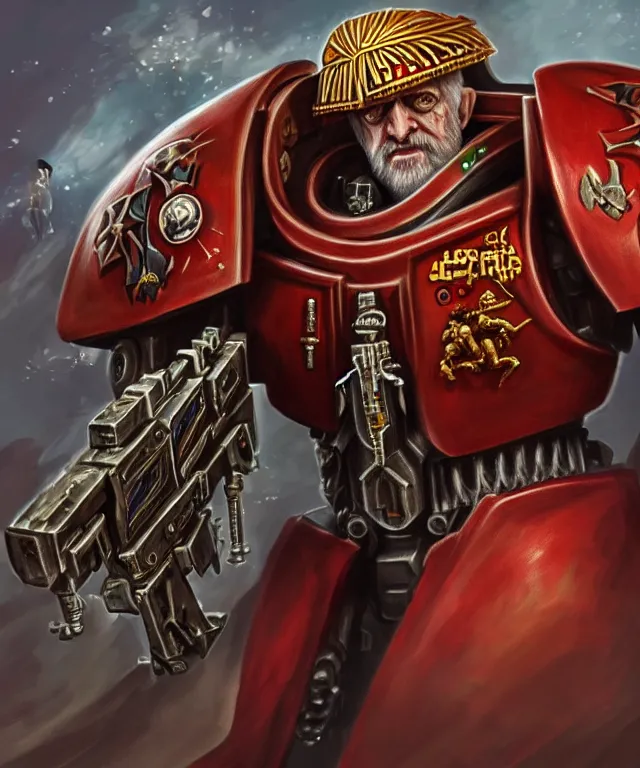 Prompt: Jeremy Corbyn as a Warhammer 40k Space Marine, portrait, highly detailed, intricate, concept art, artstation