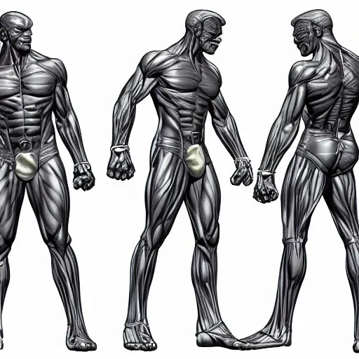 Image similar to x - men character muscular anatomy study, high resolution,