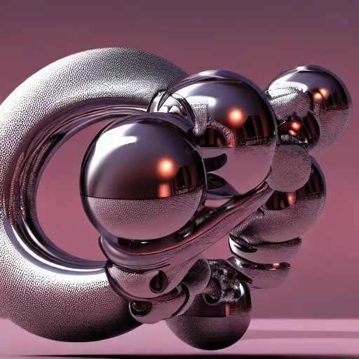 Prompt: hyperfuturism abstract 3 d object, liquid metal, chrome, fur, octane render, high detail