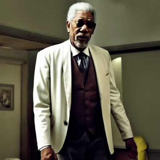 Prompt: still morgan freeman in peacky blinders