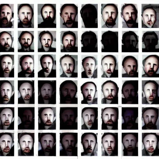 Image similar to overlapping sprite sheets of thom yorke, hyper realistic, many variations of thom yorke, face variations, various emotions, various poses, high quality photographs, mixed styles intricate details, beautiful lighting