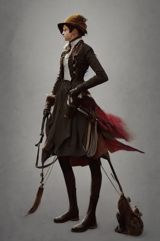 Prompt: hyper realistic photo of victorian hunter girl full body, cinematic, artstation, cgsociety, greg rutkowski, brom