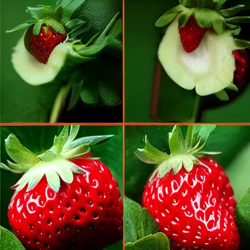 Image similar to adorable strawberry critter hyper realistic