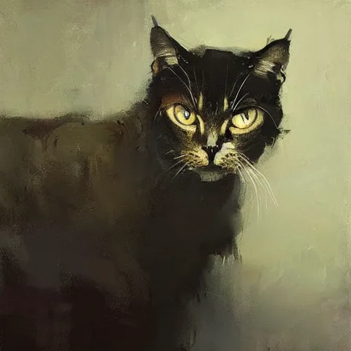 Image similar to nick offerman as a cat, jeremy mann painting