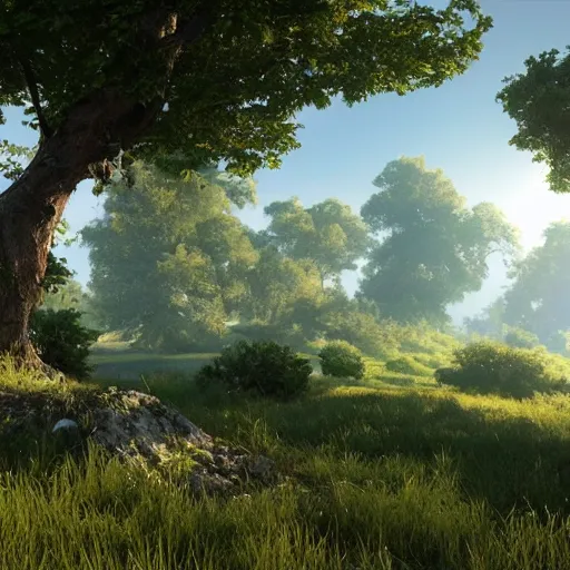 Prompt: a beautiful landscape, octane render, nvidia raytracing demo, masterpiece