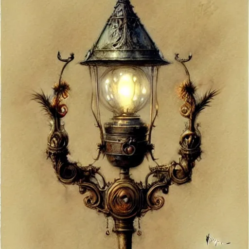 Image similar to ( ( ( ( ( ornate hanging old lamp. muted colors. ) ) ) ) ) by jean - baptiste monge!!!!!!!!!!!!!!!!!!!!!!!!!!!