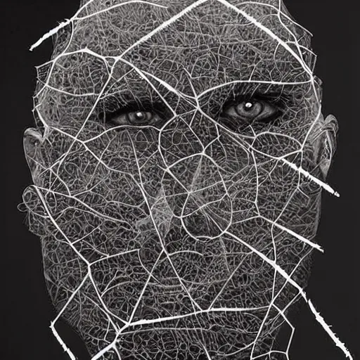 Prompt: a human face made of different spiders, detailed, creepy, scary