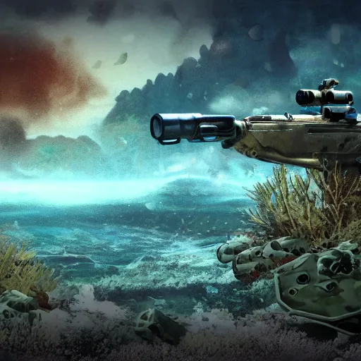 Image similar to underwater, rpg battlefield background,