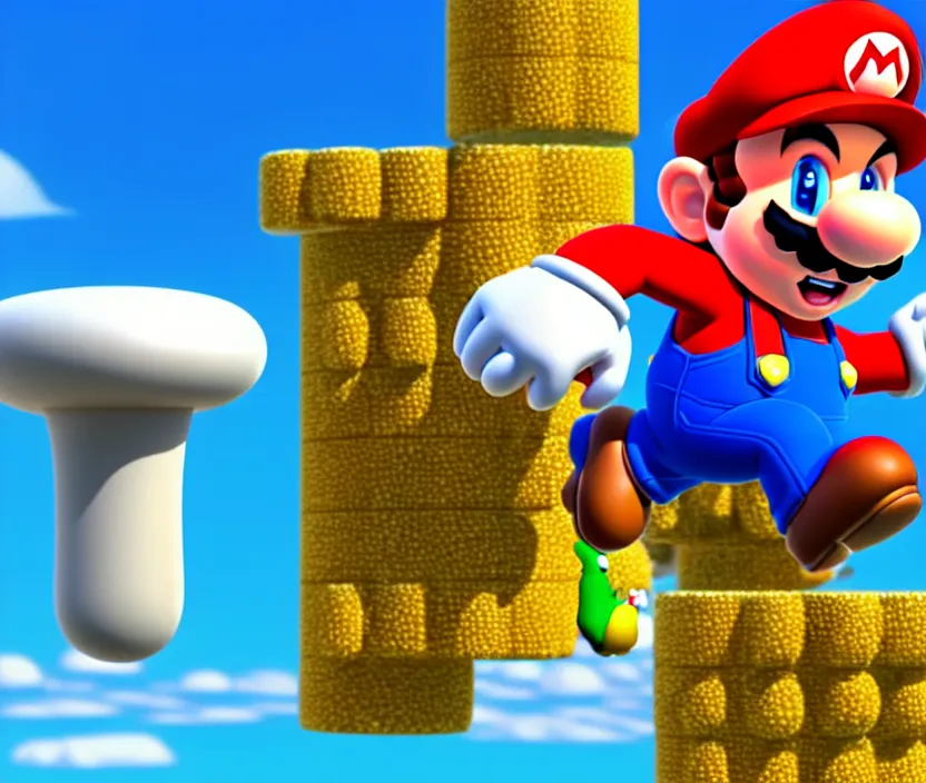 Prompt: still from a 3 d cartoon of ( ( super mario running for president of the mushroom kingdom ) ), 4 k, official screenshot, close - up