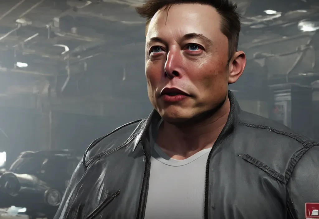 Prompt: a screenshot of elon musk in the video game in fallout 4, close up, 3 d rendering. unreal engine. amazing likeness. very detailed.