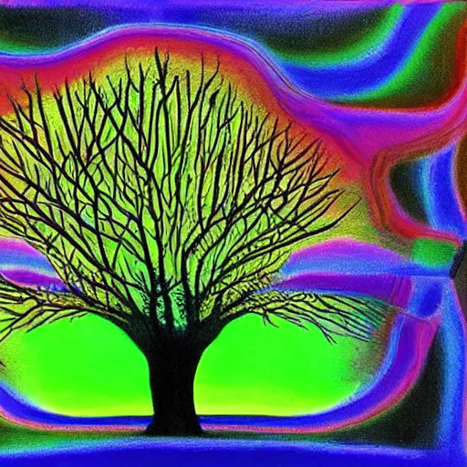 Image similar to a fluo tree by salvador dali