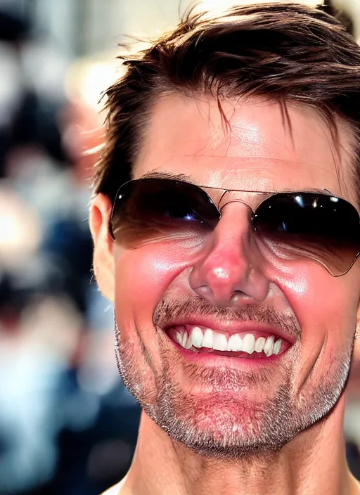 Prompt: close-up photography of someone wearing Tom Cruise's face