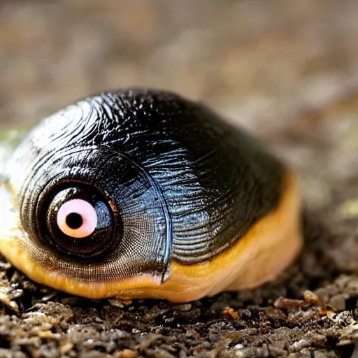 Image similar to a slug with a giant eyeball on its back