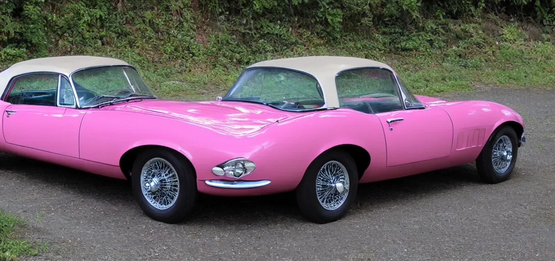 Image similar to pink jaguar 1 9 6 6