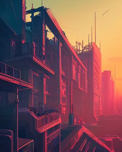 Image similar to beautiful painting of a cyberpunk marseille inspired by gustave eiffel, art by mike winkelmann, golden hour, illustration, highly detailed, simple, smooth and clean vector curves, no jagged lines, vector art, smooth, artstation