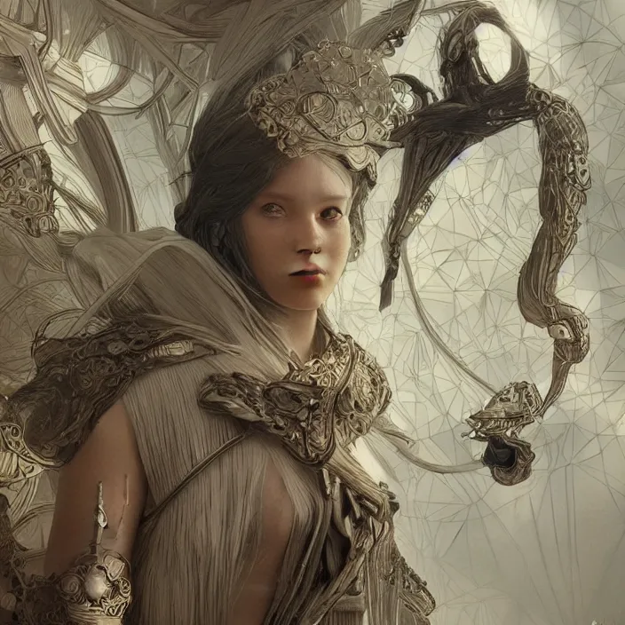 Image similar to minimal modernist bauhaus style neverending story oracles, ultra realistic, concept art, intricate details, serious, highly detailed, photorealistic, octane render, 8 k, unreal engine, art by todd mcfarlane and artgerm and greg rutkowski and alphonse mucha