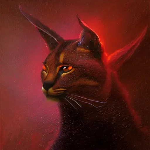 Prompt: sad caracal holding reds pencils, atmospheric lighting, intricate, volumetric lighting, digital art, highly detailed by gaston bussiere, craig mullins, j. c. leyendecker 8 k