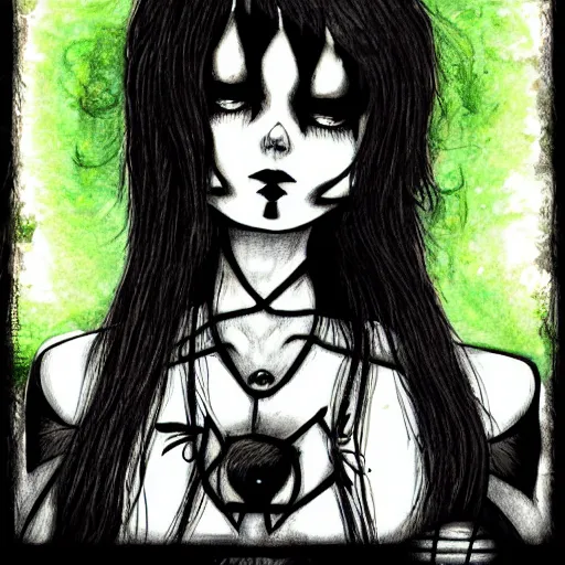 Image similar to illustration saria as black metal fan