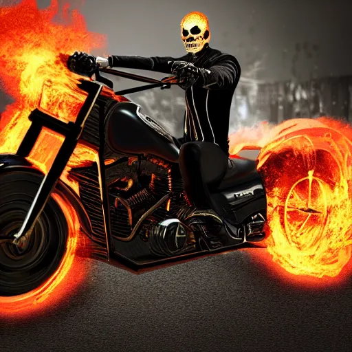 Image similar to Ghost rider In The Matrix 4K quality photorealism