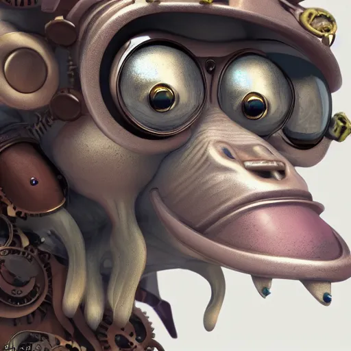 Prompt: steampunk monkey, portrait, concept art, rim light, octane render, anime, moebius, highly detailed