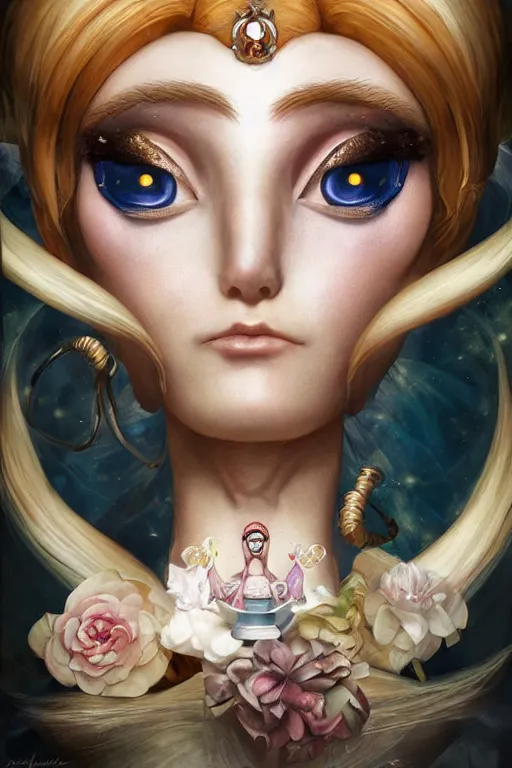 Prompt: a portrait of a sailor moon by natalie shau, naoto hattori, jacqueline e and bastien lecouffe deharme, trending on artstation, artstationhd, artstationhq, unreal engine, 4 k, 8 k