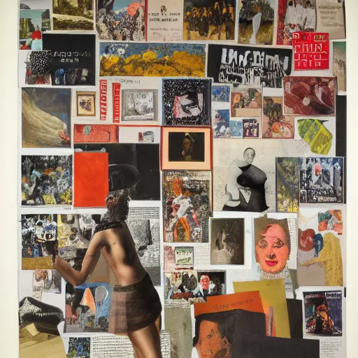 Image similar to collage from magazines and paper, museum of modern art new york, masterpiece, auction, detailed