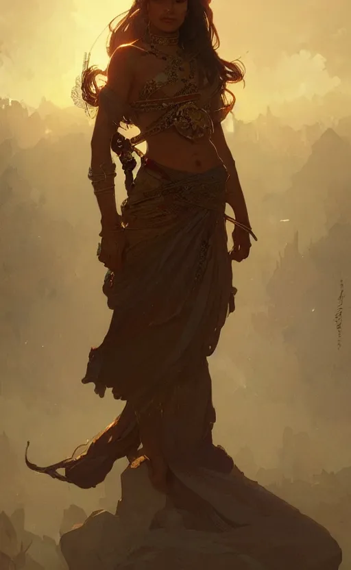 Prompt: a personification of kurdistan, highly detailed, digital painting, artstation, concept art, sharp focus, illustration, art by greg rutkowski and alphonse mucha