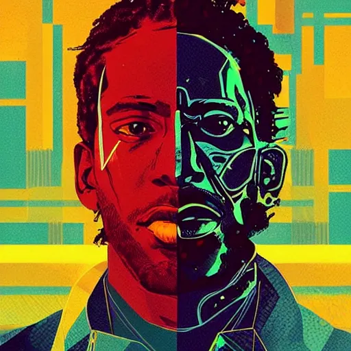 Image similar to portrait of kawhi leonard as half terminator with a robot eye by conrad roset, cybernetically enhanced, hyperdetailed, cyberpunk, cool, trending on artstation