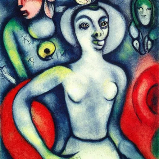 Image similar to cyborgs by marc chagall