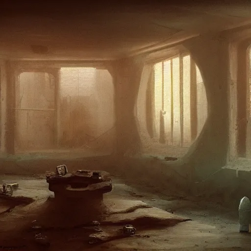 Prompt: detailed painting of bladerunner interior room in yemen, artstation, beksinski, cinematic