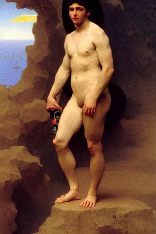 Prompt: portrait of a male astronaut, by bouguereau