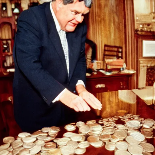 Image similar to Former House Speaker Newt Gingrich counting coins. CineStill