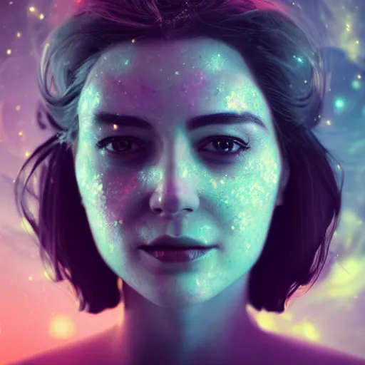 Prompt: woman portrait made out of galaxies floating in space, saturn, highly detailed, beautiful, realistic, tim burton comic book art, unreal engine, octane render, sharp focus