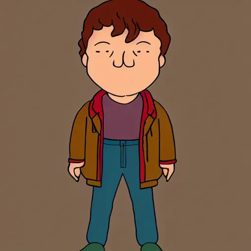 Image similar to eleven from stranger things as a family guy character, full body highdetail, artstation