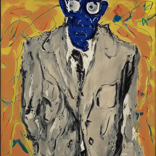 Prompt: painting of an invisible man, by georg baselitz