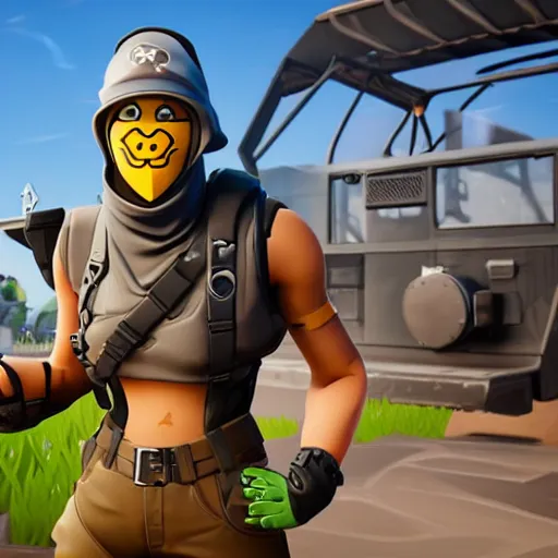 Image similar to fortnite character, anthropomorphic pickle, kind eyes and a derpy smile. flak jacket, ammo bandolier, cargo pants, black combat boots. fortnite style, unreal engine