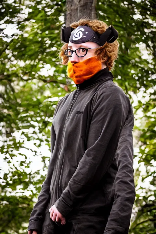 Prompt: photo of Sam Hyde cosplaying as Naruto, sigma male, rule of thirds, movie poster with no text, award winning photo, unreal engine, shot by Sony alpha 1