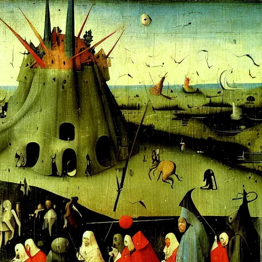 Prompt: a beautiful painting by hieronymous bosch while on lsd