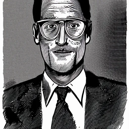 Image similar to a portrait illustration of Woody Harrelson drawn by ROBERT CRUMB