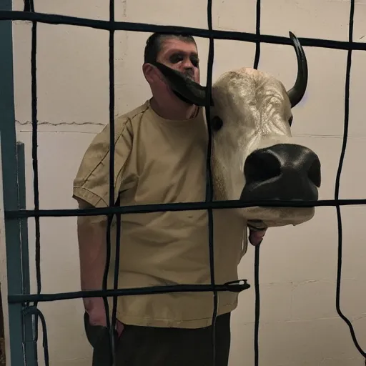 Image similar to inmate that has a bull head