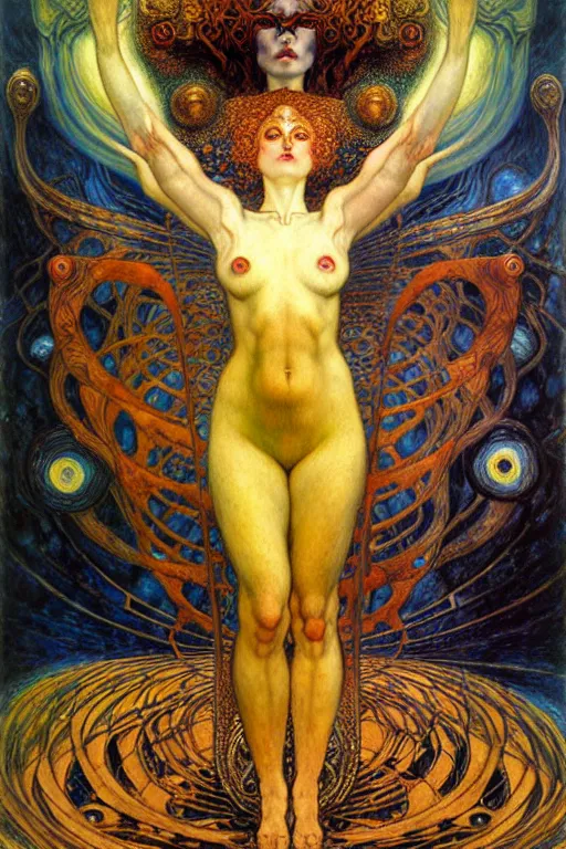 Image similar to Divine Chaos Engine by Karol Bak, Jean Delville, William Blake, Gustav Klimt, and Vincent Van Gogh, symbolist, visionary