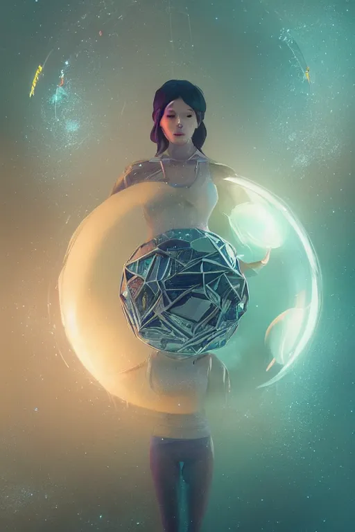 Image similar to space goddess floating while holding a magical orb in her hand. sci fi, intricate artwork by Tooth Wu and wlop and beeple. octane render, trending on artstation, greg rutkowski very coherent symmetrical artwork. cinematic, hyper realism, high detail, octane render, 8k