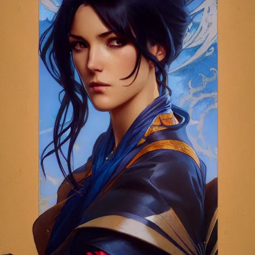 Prompt: highly detailed vfx portrait of nico robin, greg rutkowski, makoto shinkai, tom bagshaw, alphonse mucha, sharp focus, art by artgerm and greg rutkowski, backlit, harsh overhead sunlight, blue eyes,