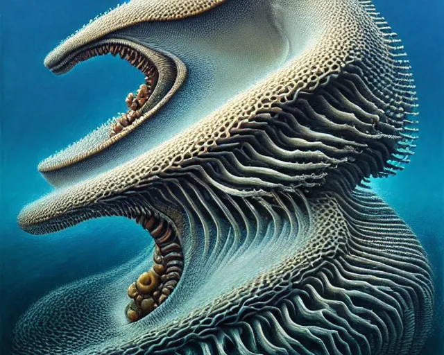 Prompt: a hyper - detailed 3 d render of animals of the aquatic ecosystem made of cresting waves, surrealism!!!!! surreal concept art, lifelike, photorealistic, digital painting, aesthetic, smooth, sharp focus, artstation hd, by greg rutkowski, klimt and nixeu and ian sprigger and wlop and krenz cushart,